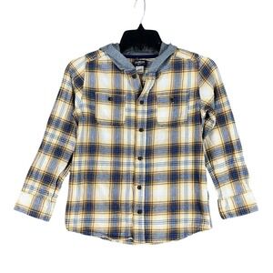 OshKosh Shirt Boys 12 Hooded Flannel Shacket Outdoor Trail Adventurecore Cozy‎